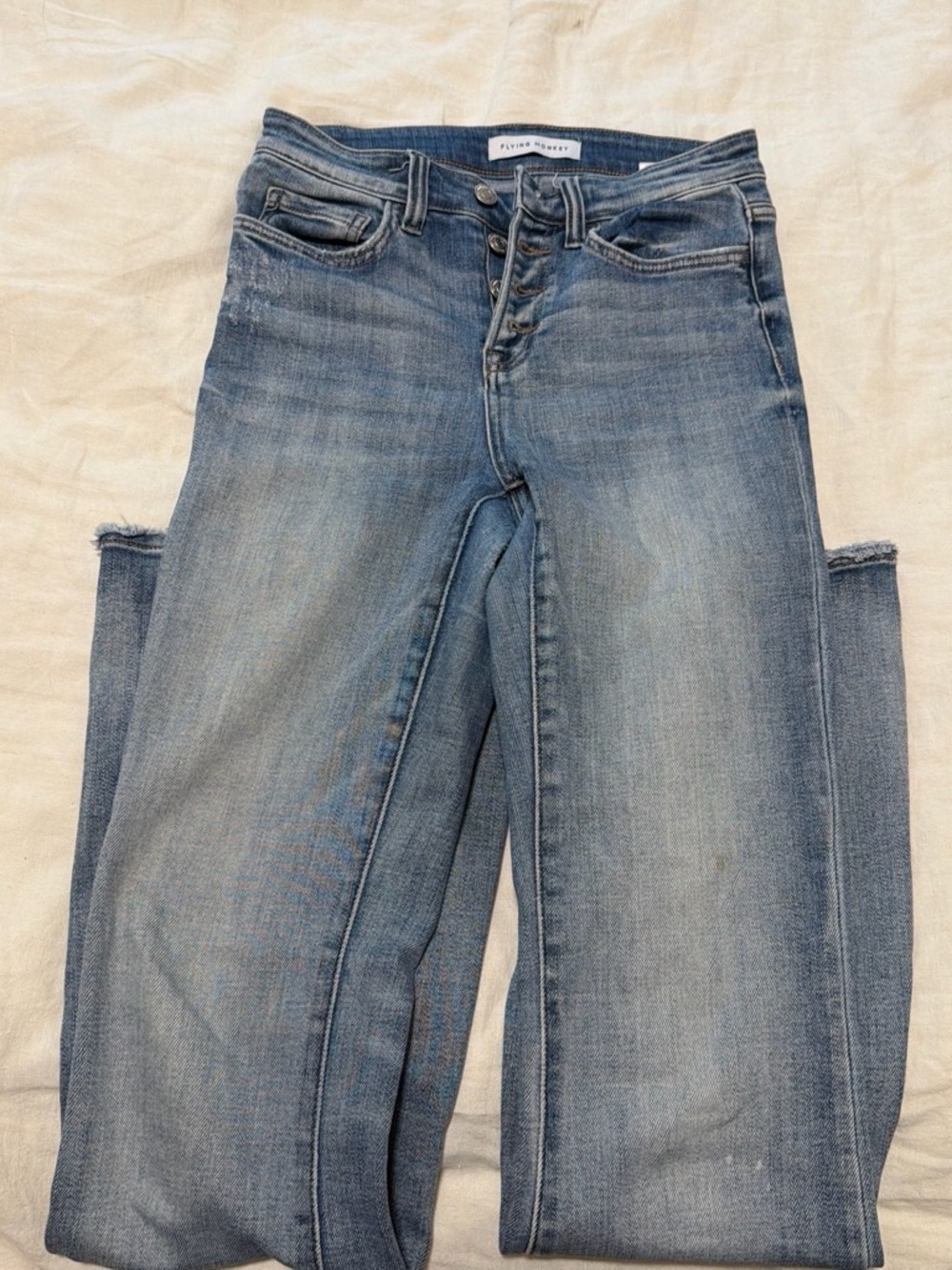 Flying Monkey Women's Light Blue Skinny Button-Fly Jeans